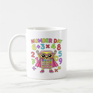 Number Day Cute Calculator Character Design Kaffeetasse