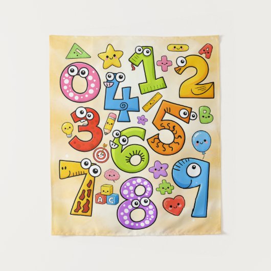 Number Day Cute Cartoon Numbers Design Wandteppich (Vorderseite)