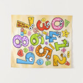 Number Day Cute Cartoon Numbers Design Wandteppich (Vorderseite (Horizontal))