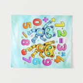 Number Day Cute Math Animals Design Wandteppich (Vorderseite (Horizontal))