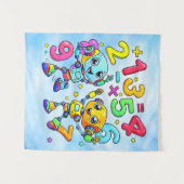 Number Day Cute Math Robots Design Wandteppich (Vorderseite (Horizontal))