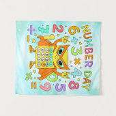 Number Day Cute Maths Calculator Owl Poster Wandteppich (Vorderseite (Horizontal))