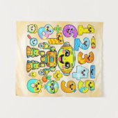 Number Day Cute Robot Numbers Design Wandteppich (Vorderseite (Horizontal))
