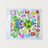 Number Day Dinosaur Math Design for Kids Wandteppich (Vorderseite (Horizontal))