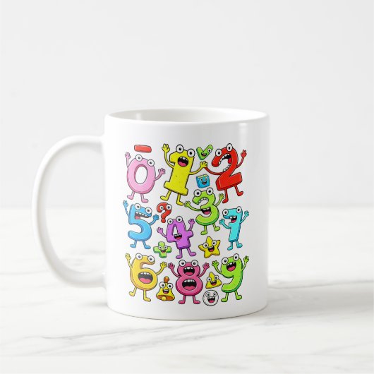Number Day Funny Cartoon Numbers Design for Kids Kaffeetasse (Links)