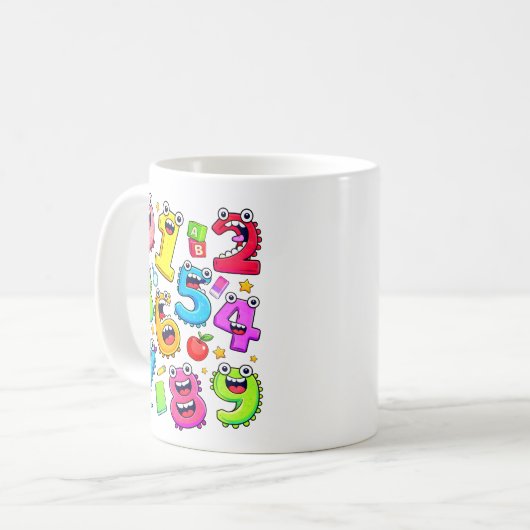 Number Day Funny Cartoon Numbers Design Kaffeetasse (Vorderseite Links)