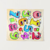 Number Day Funny Cartoon Numbers Design Wandteppich (Vorderseite (Horizontal))