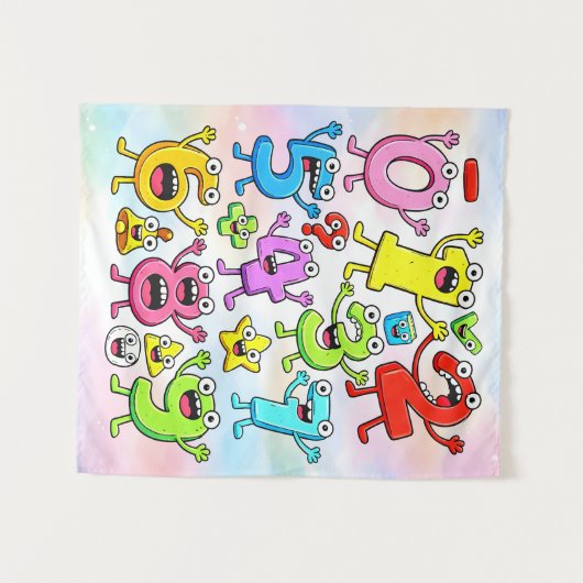 Number Day Funny Cartoon Numbers Design Wandteppich (Vorderseite (Horizontal))