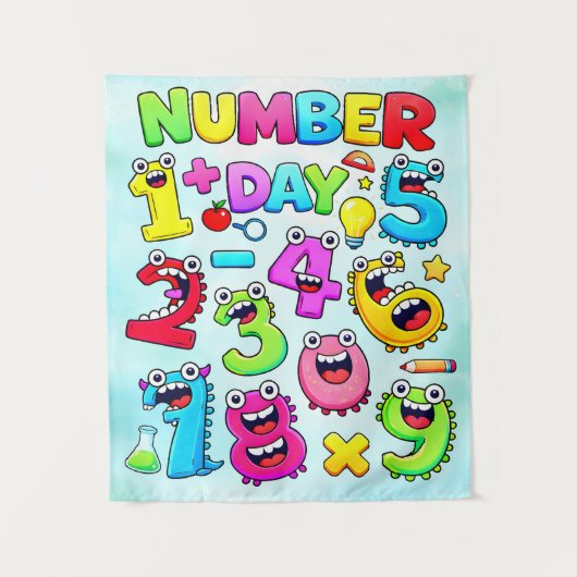 Number Day Funny Cartoon Numbers Design Wandteppich (Vorderseite)