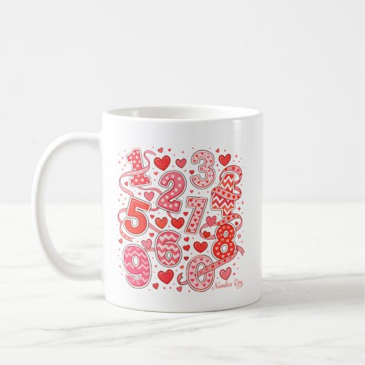 Number Day Heart Numbers Design for Kids Kaffeetasse (Links)
