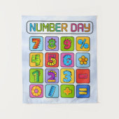 Number Day Math Icons Calculator Design Wandteppich (Vorderseite)