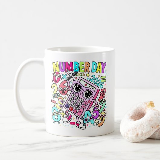 Number Day Maths Mug | Cute Calculator Design Kaffeetasse (Mit Donut)
