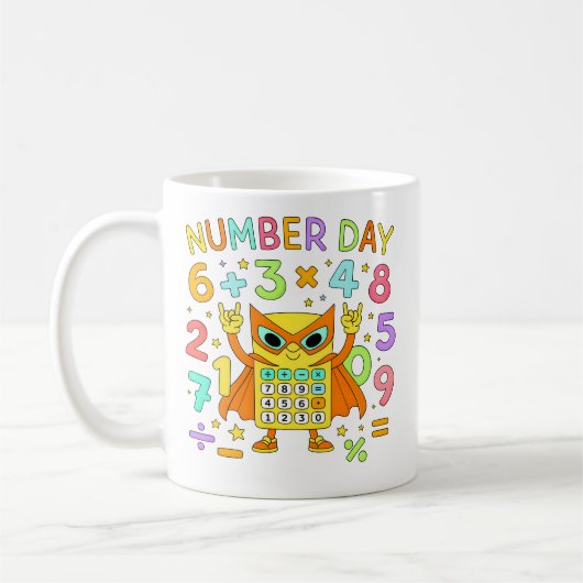 Number Day Owl Math Calculator Design for Kids Kaffeetasse (Links)