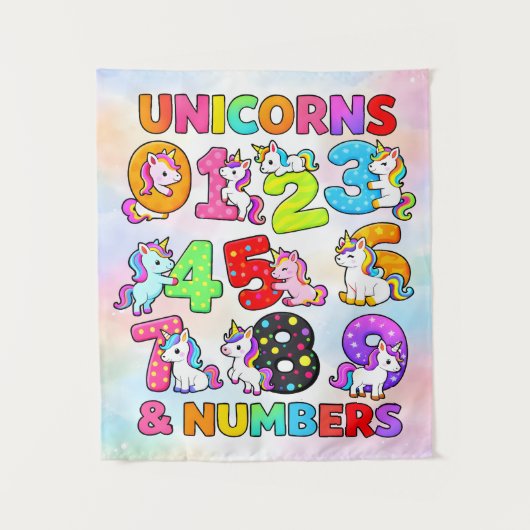 Number Day Unicorn Numbers Math Design Wandteppich (Vorderseite)