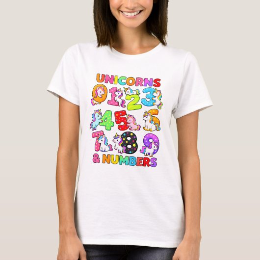 Number Day Unicorn Numbers Math T Shirt (Vorderseite)