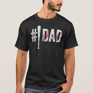 Number One Baseball Dad for Men Vintage Text Fathe T-Shirt