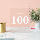 Number Simple Modern White Typografy text Acrylschild (Hochzeit)