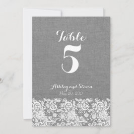 Number-Tabelle Rustic Wedding - gray burlap and la Einladung