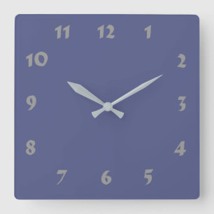 Numberable Country Blue Clock Quadratische Wanduhr
