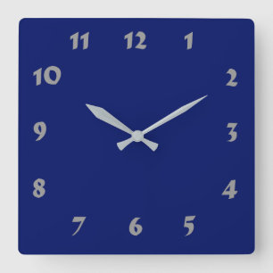 Numberable Navy Blue Clock Quadratische Wanduhr