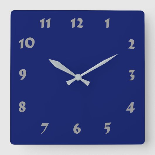 Numberable Navy Blue Clock Quadratische Wanduhr (Vorderseite)