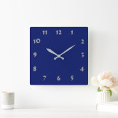 Numberable Navy Blue Clock Quadratische Wanduhr (Zuhause)
