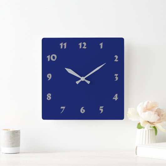Numberable Navy Blue Clock Quadratische Wanduhr (Zuhause)