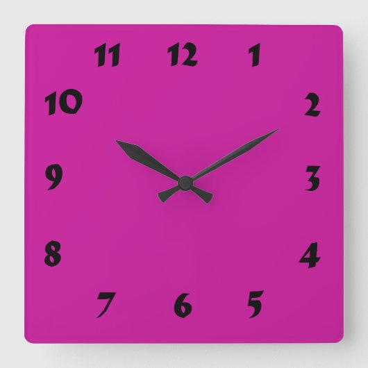 Numberbare Hot-Pink-Uhr Quadratische Wanduhr (Vorderseite)