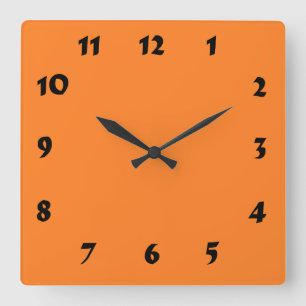 Numberbare Orangenuhr Quadratische Wanduhr