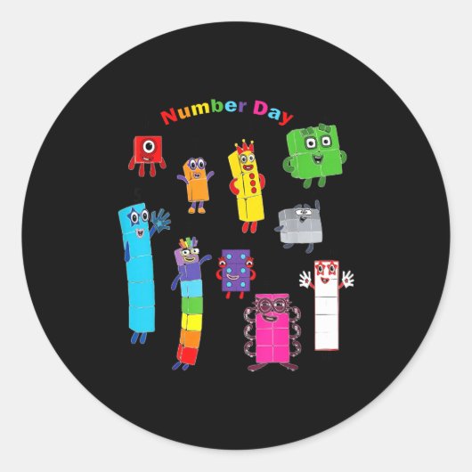 Numberblock number day funny happy numbers  runder aufkleber (Vorderseite)