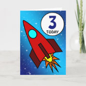 Numbered Birthday Rocket Ship Karte (Vorderseite)