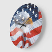 Numberless Patriotic Bald Eagle and American Flag Große Wanduhr (Winkel)