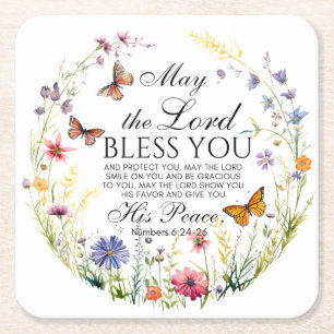 Numbers 6:24-26 Der Herr segne dich Wildblume Rechteckiger Pappuntersetzer