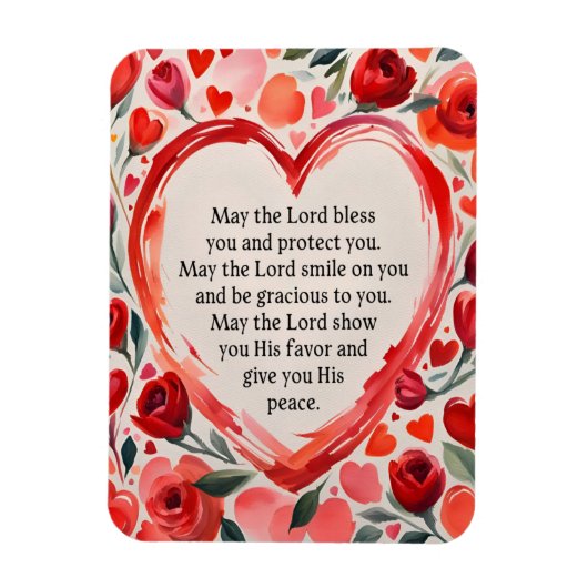 Numbers 6:24-26 Herzen und Blumen Flexibler Magnet (Vertikal)