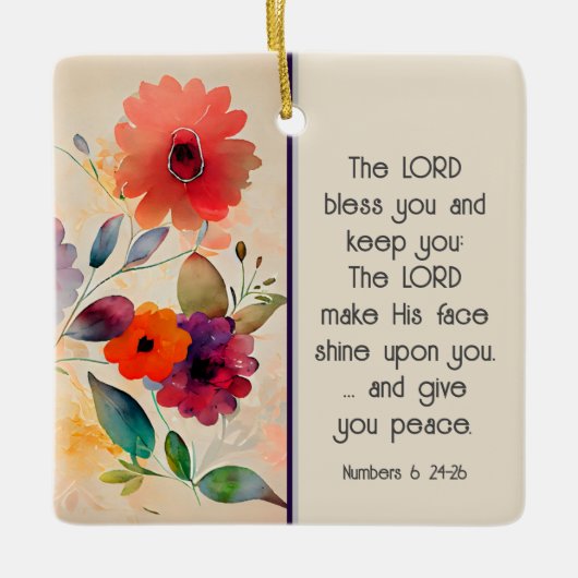 Numbers 6 24-26 Lord Bless You Floral Christmas Keramikornament (Vorderseite)