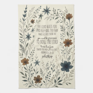 Numbers 6:24–26 Priesterlicher Segen Vintage Flora Geschirrtuch