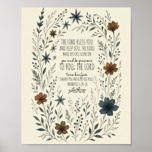 Numbers 6:24–26 Priesterlicher Segen Vintage Flora Poster