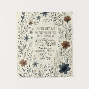 Numbers 6:24–26 Priesterlicher Segen Vintage Flora Wandteppich