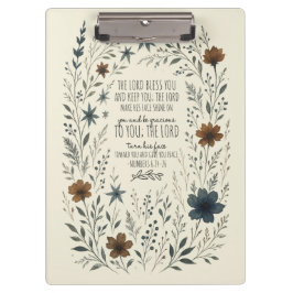 Numbers 6:24–26 Priestly Blessing Vintage Floral Klemmbrett