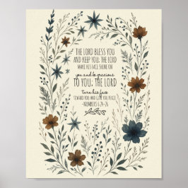 Numbers 6:24–26 Priestly Blessing Vintage Floral Poster