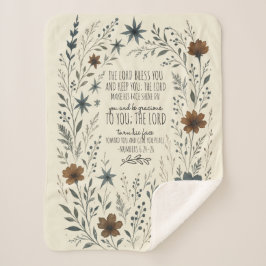 Numbers 6:24–26 Priestly Blessing Vintage Floral Sherpadecke