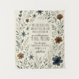 Numbers 6:24–26 Priestly Blessing Vintage Floral Wandteppich