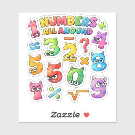 Numbers All Around Maths Sticker for Kids UK (Blatt)