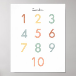 Numbers Chart Illustration Klasse Montessori Poster