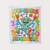 Numbers Rockstar Cute Robot Math Design Wandteppich (Vorderseite)