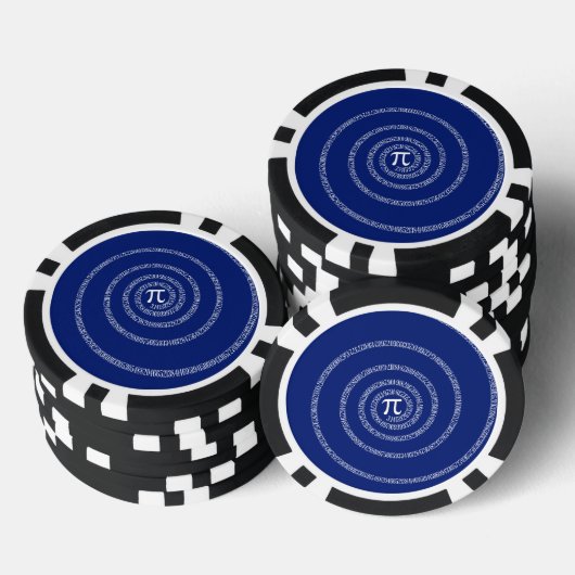 Numbers Spiral for Pi on Navy Blue Pokerchips (Stapel)