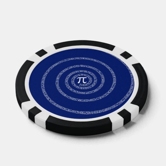 Numbers Spiral for Pi on Navy Blue Pokerchips (Einzeln)