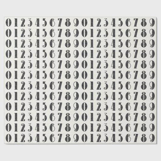 Numbers Typografy Art Gift Wrap Geschenkpapier (Flach)