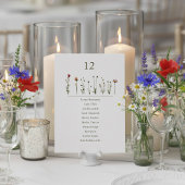 numerische Sitztabelle der illustrierten Wildblume Einladung