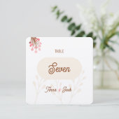 Número mesa beige y rosa flores silvestres (Stehend Vorderseite)